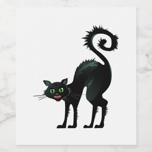 Spooky Angry Black Cat Wijn Etiket (Enkel label)