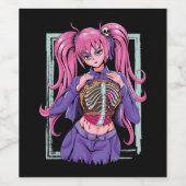 Spooky Anime Girl Waifu Halloween Pastel Gothic Oc Wijn Etiket (Enkel label)