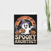 Spooky Architect Ghost Pumpkin Architecture Hallow Kaart (Voorkant)