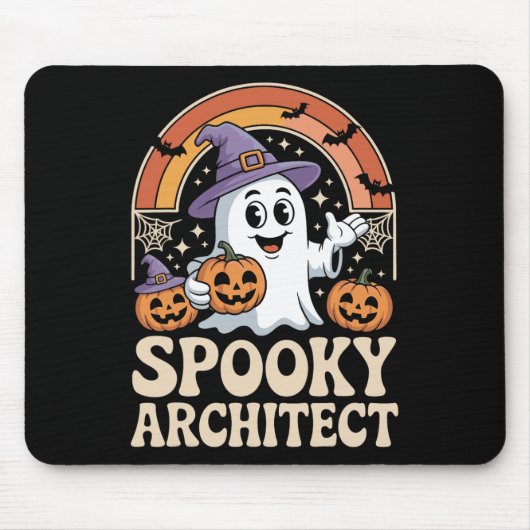Spooky Architect Ghost Pumpkin Architecture Hallow Muismat (Voorkant)