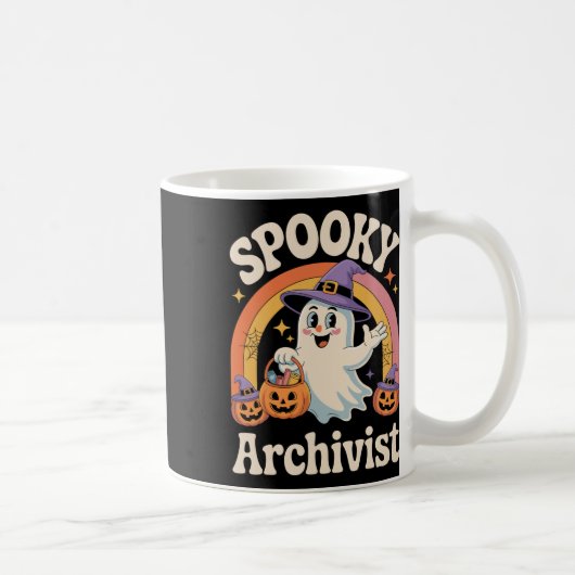 Spooky Archivist Schattige Ghost Pumpkin Archives Koffiemok (Rechts)