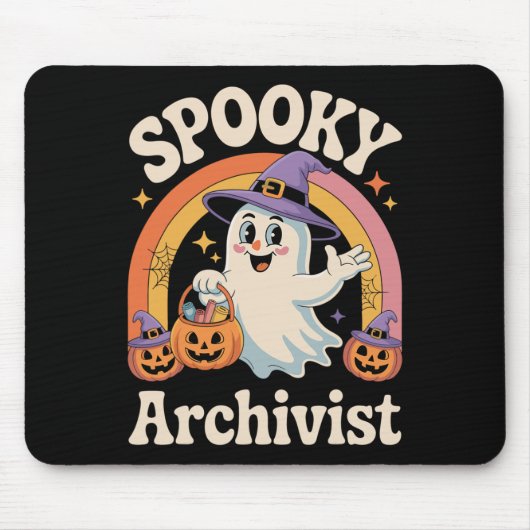 Spooky Archivist Schattige Ghost Pumpkin Archives Muismat (Voorkant)