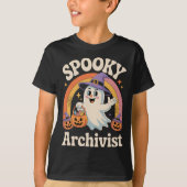 Spooky Archivist Schattige Ghost Pumpkin Archives  T-shirt (Voorkant)