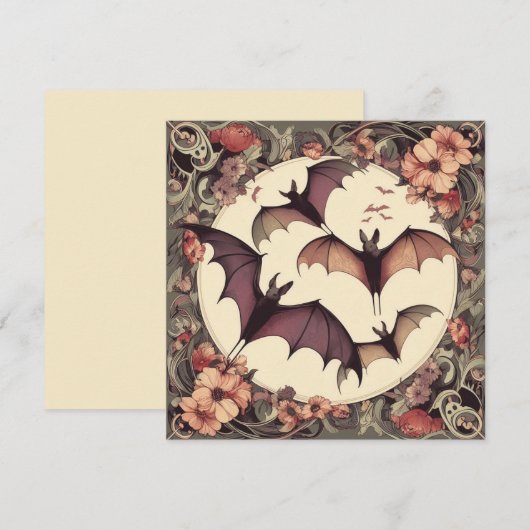 Spooky Art Nouveau vleermuisillustratie  horror Kaart (Voorkant / Achterkant)