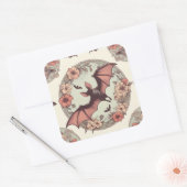 Spooky Art Nouveau vleermuisillustratie horror Vierkante Sticker (Envelop)