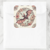 Spooky Art Nouveau vleermuisillustratie horror Vierkante Sticker (Tas)