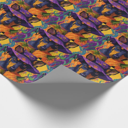 Spooky Australische Kelpie Halloween Pumpkin Cadeaupapier (Hoek)