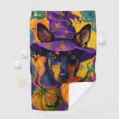 Spooky Australische Kelpie Halloween Pumpkin Golfhanddoek (Insitu)