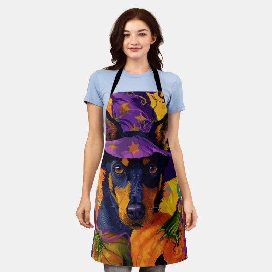 Spooky Australische Kelpie Halloween Pumpkin Schort (Gedragen)