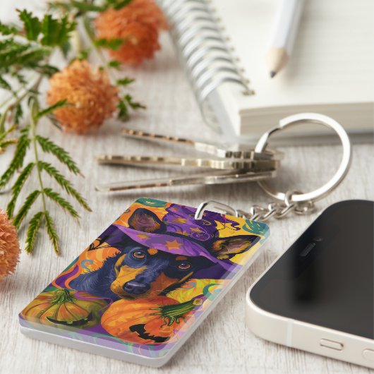 Spooky Australische Kelpie Halloween Pumpkin Sleutelhanger (Voorkant Rechts)