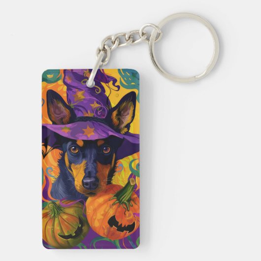 Spooky Australische Kelpie Halloween Pumpkin Sleutelhanger (achterkant)