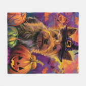 Spooky Australische Terriër Halloween Witch Pumpki Fleece Deken (Voorkant (Horizontaal))