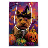 Spooky Australische Terriër Halloween Witch Pumpki Medium Cadeauzakje (Voorkant)