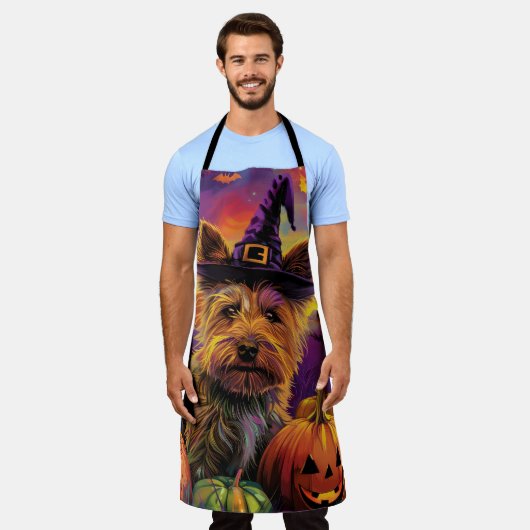 Spooky Australische Terriër Halloween Witch Pumpki Schort