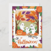 Spooky Autumn Ghost Gathering Halloween Greeting Kaart (Achterkant)