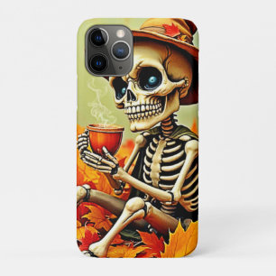 Spooky Autumn Skeleton's koffiepauze ontwerp Case-Mate iPhone Case
