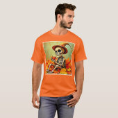 Spooky Autumn Skeleton's koffiepauze ontwerp T-shirt (Voorkant volledig)