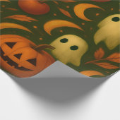 🎃 Spooky Autumn Wrapping Paper – Ghosts, Pumpkins Cadeaupapier (Hoek)