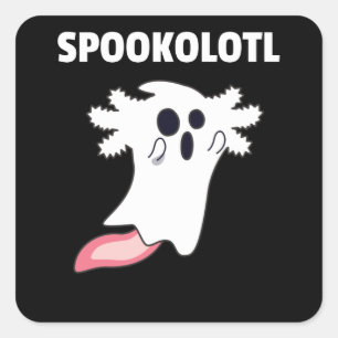 Spooky Axolotl laat verkuilde dieren achter voor h Vierkante Sticker
