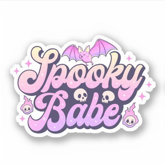 Spooky Babe Cute Halloween Sticker (Voorkant)