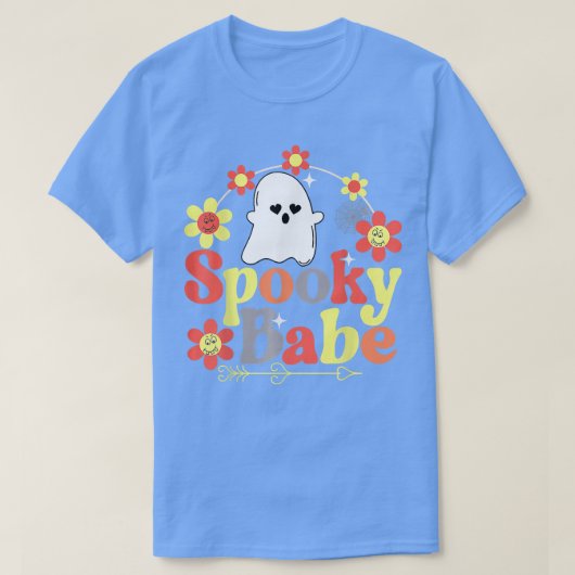 Spooky Babe Halloween Happy Face Groovy Retro 476 T-shirt (Design voorkant)
