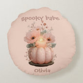 Spooky Babe Pumpkin voor meisjes Rond Kussen (Achterkant)