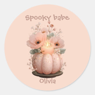 Spooky Babe Pumpkin voor meisjes Ronde Sticker