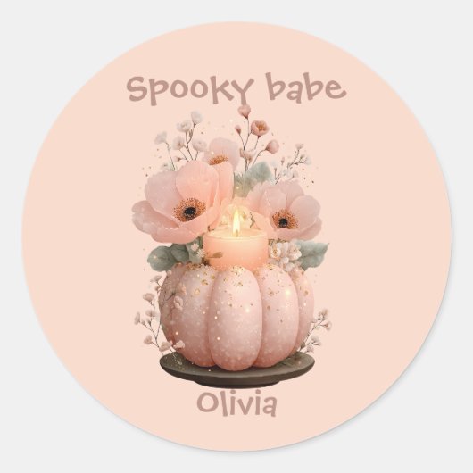 Spooky Babe Pumpkin voor meisjes Ronde Sticker (Voorkant)