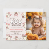 Spooky Babe Retro Halloween Tweede Verjaardag Foto Kaart (Voorkant)