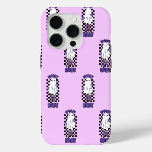 Spooky Babe Vrouw Halloween Ghost Retro Paarse Case-Mate iPhone Case (Achterkant)