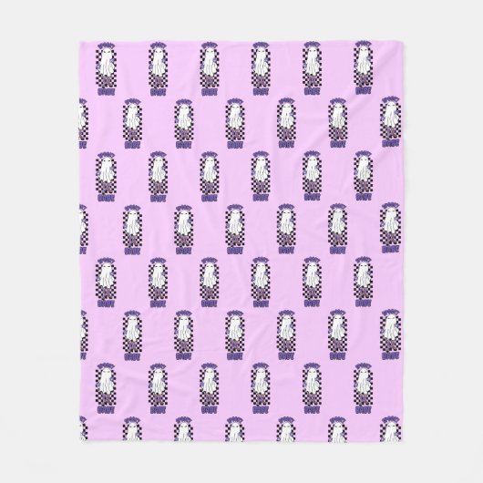 Spooky Babe Vrouw Halloween Ghost Retro Paarse Fleece Deken (Voorkant)