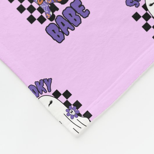 Spooky Babe Vrouw Halloween Ghost Retro Paarse Fleece Deken (Hoek)