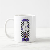 Spooky Babe Vrouw Halloween Ghost Retro Paarse Koffiemok (Links)