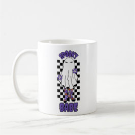 Spooky Babe Vrouw Halloween Ghost Retro Paarse Koffiemok