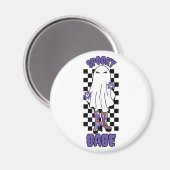Spooky Babe Vrouw Halloween Ghost Retro Paarse Magneet (Voorkant / Achterkant)