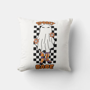 Spooky Babe Vrouw Halloween Ghost Sinaasappel Kussen