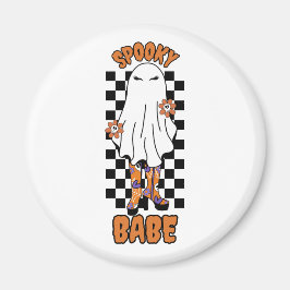 Spooky Babe Vrouw Halloween Ghost Sinaasappel Magneet