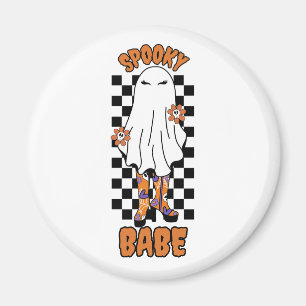 Spooky Babe Vrouw Halloween Ghost Sinaasappel Magneet
