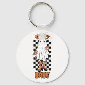 Spooky Babe Vrouw Halloween Ghost Sinaasappel Sleutelhanger (Voorkant)