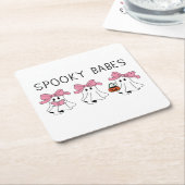 Spooky babes cute ghost kartonnen onderzetters (Schuin)