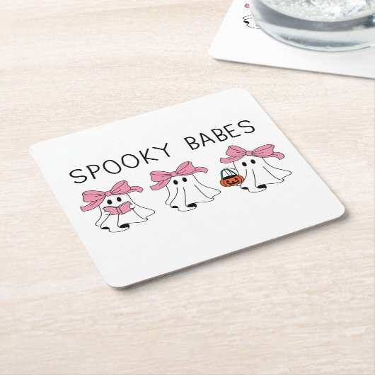 Spooky babes cute ghost kartonnen onderzetters (Schuin)