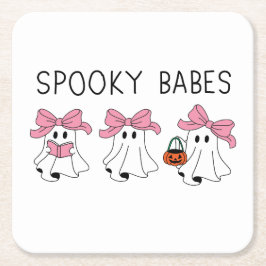 Spooky babes cute ghost kartonnen onderzetters