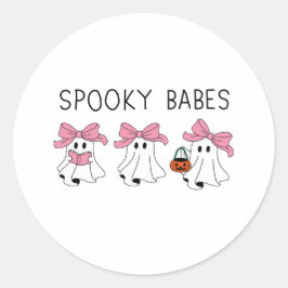 Spooky babes cute ghost ronde sticker