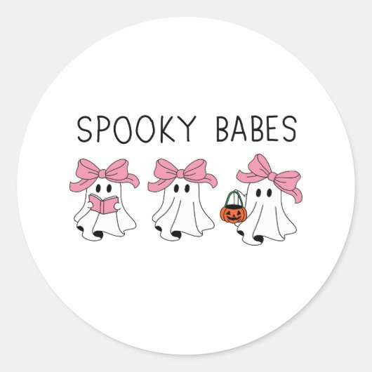 Spooky babes cute ghost ronde sticker (Voorkant)