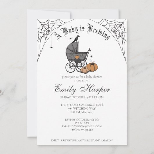 Spooky Baby brouwt gotisch Baby shower Kaart (Voorkant)