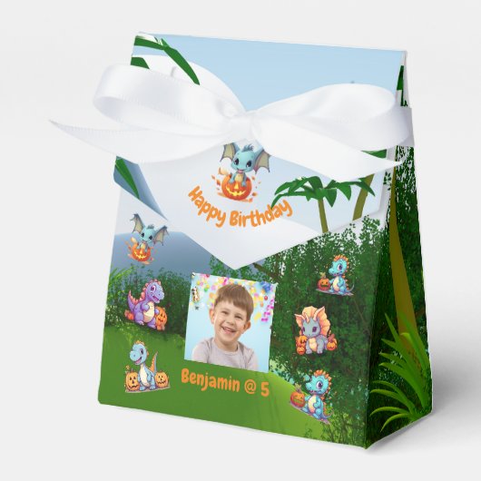 Spooky Baby Dino Kids Verjaardagsfeest Bedankdoosjes (Voorkant Zijde)