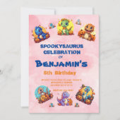 Spooky Baby Dinosaur Theme Kids Verjaardag Hallowe Kaart (Voorkant)