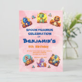 Spooky Baby Dinosaur Theme Kids Verjaardag Hallowe Kaart (Staand voorkant)