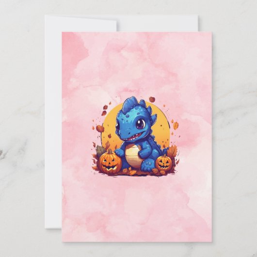 Spooky Baby Dinosaur Theme Kids Verjaardag Hallowe Kaart (Achterkant)