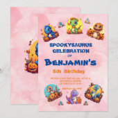 Spooky Baby Dinosaur Theme Kids Verjaardag Hallowe Kaart (Voorkant / Achterkant)